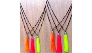 beads crystal tassels necklace silver gold caps bronze handmade free shipping